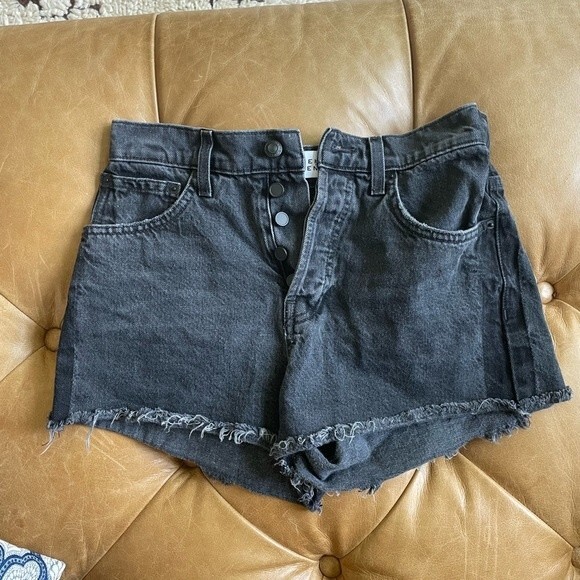 Derek Lam denim 10 Crosby black high waist cutoff drew shorts woman's size 27 - Picture 3 of 9